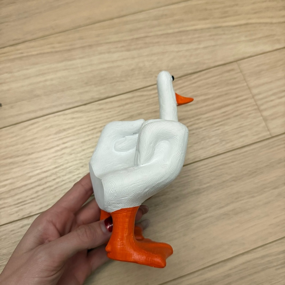 white and orange middle finger duck toy - Picture 2 of 7